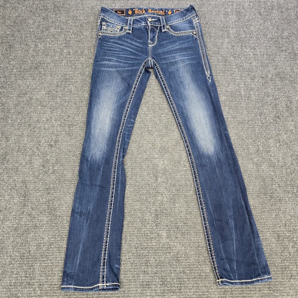 Rock Revival Kai Jeans Womens 26 Straight Boot Studded Flap Pocket Denim